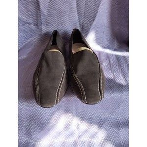 Cloud Walkers Brown Suede Heeled Loafers Ladies Size 11W Leather Upper Comfort